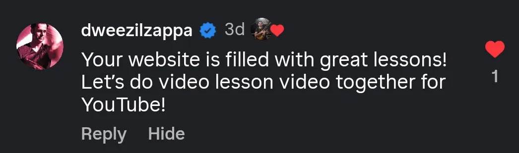 Dweezil Zappa comment