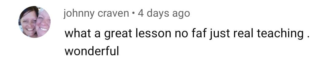 johnny craven: what a great lesson, no faff, just real teaching